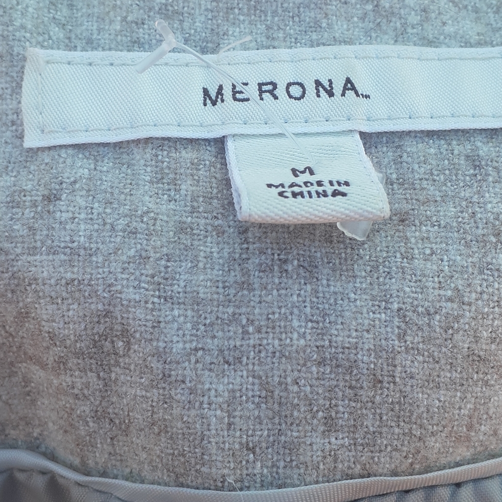 MERONA Tan Wool Blend Blazer Nude beige size M Crop Coat - Picture 7 of 8